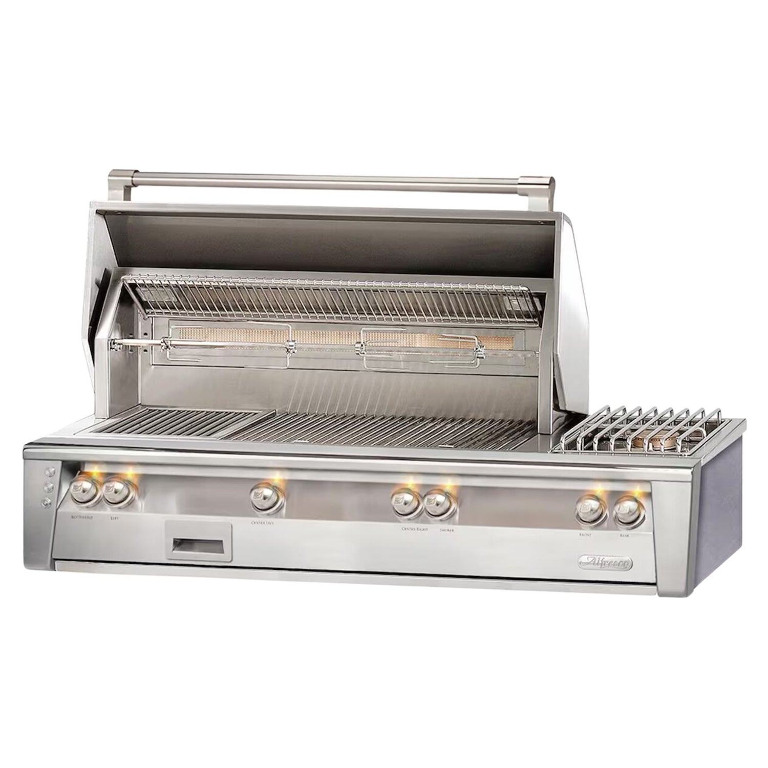 Alfresco 56-Inch Deluxe Built-in Stainless Steel Gas Grill w/ Rotisserie & Side Burner | Novaselectes