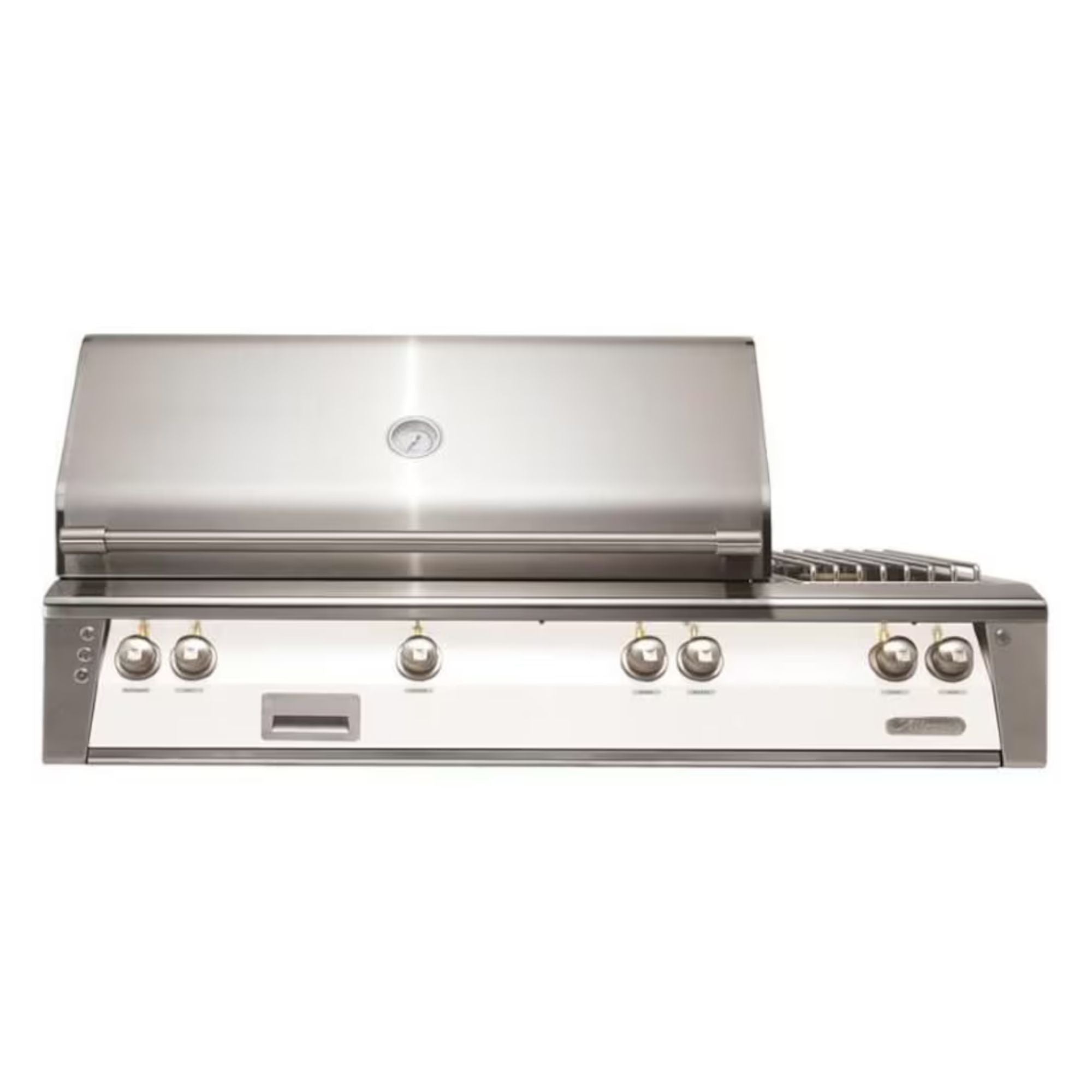 Alfresco 56-Inch Deluxe Built-in Stainless Steel Gas Grill w/ Rotisserie & Side Burner in Matte Signal White | Novaselectes