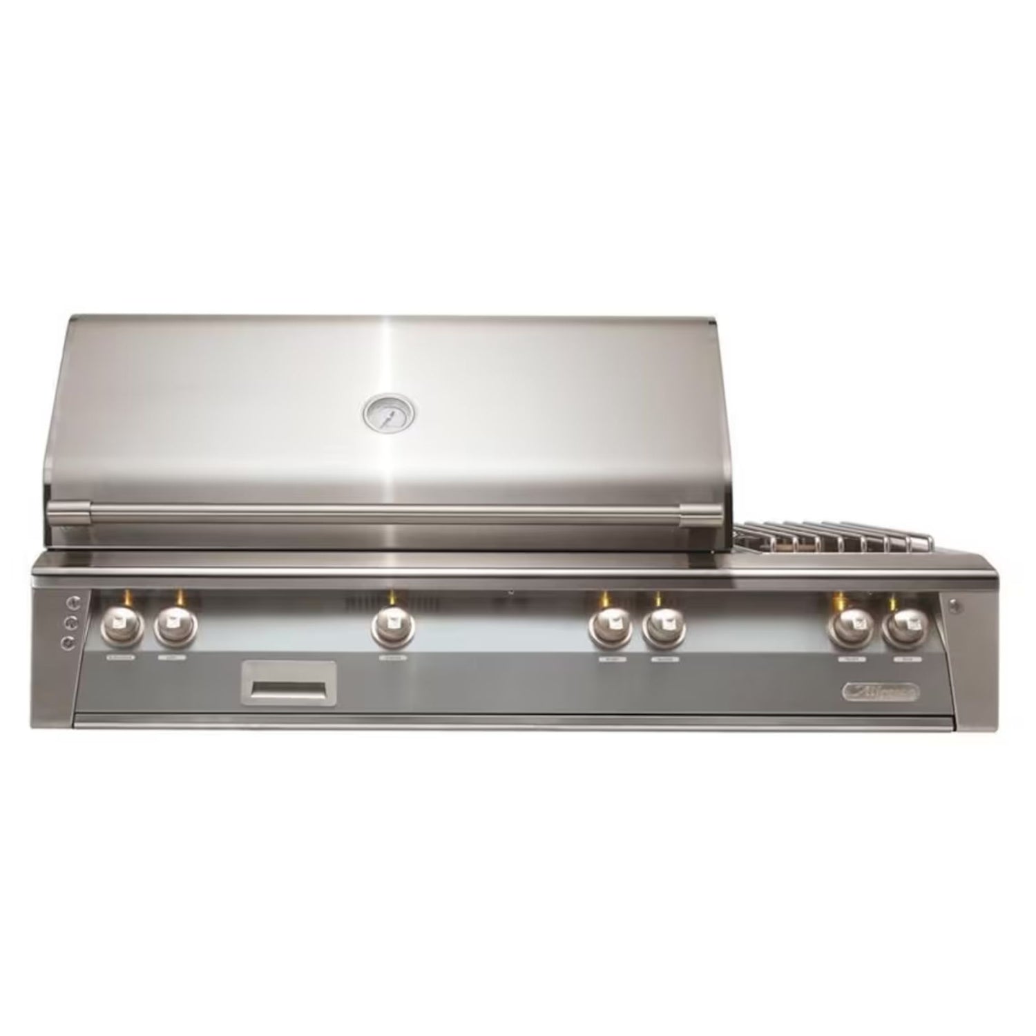 Alfresco 56-Inch Deluxe Built-in Stainless Steel Gas Grill w/ Rotisserie & Side Burner in Signal Gray | Novaselectes