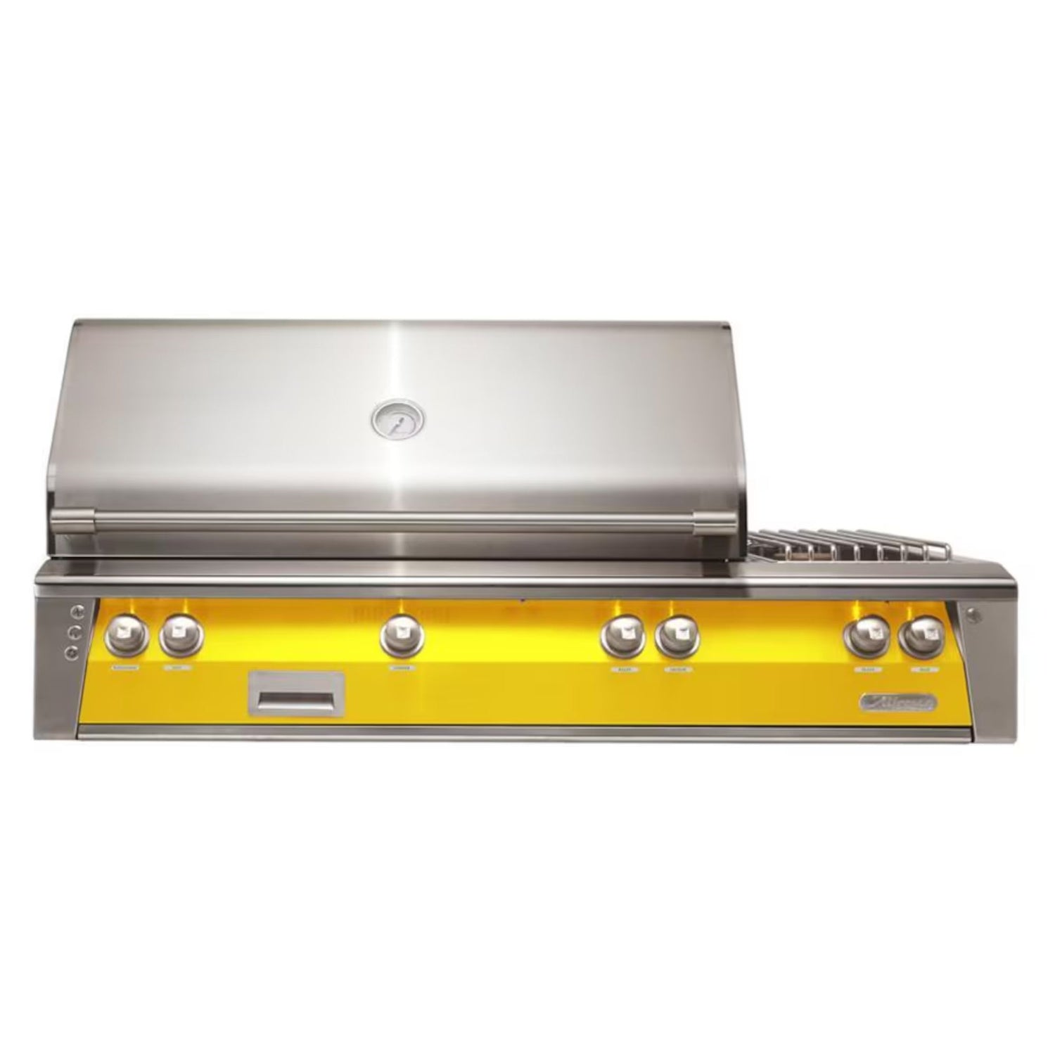 Alfresco 56-Inch Deluxe Built-in Stainless Steel Gas Grill w/ Rotisserie & Side Burner in Traffic Yellow | Novaselectes