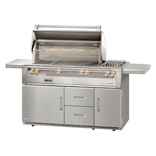Alfresco 56-Inch Stainless Steel Freestanding Gas Grill w/ Refrigerated Cart, Rotisserie & Side Burner | Novaselectes