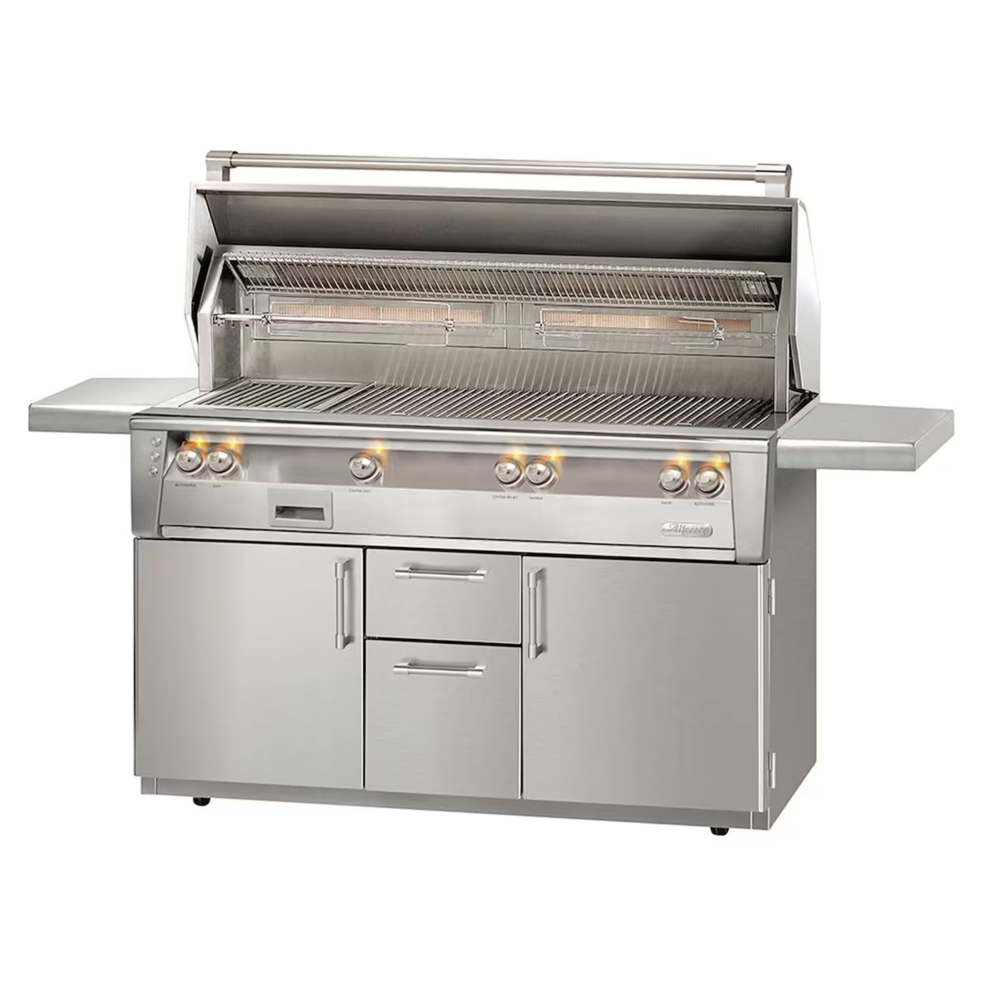 Alfresco ALXE 56-Inch Stainless Steel Freestanding Gas All Grill w/ Sear Zone And Rotisserie | Novaselectes