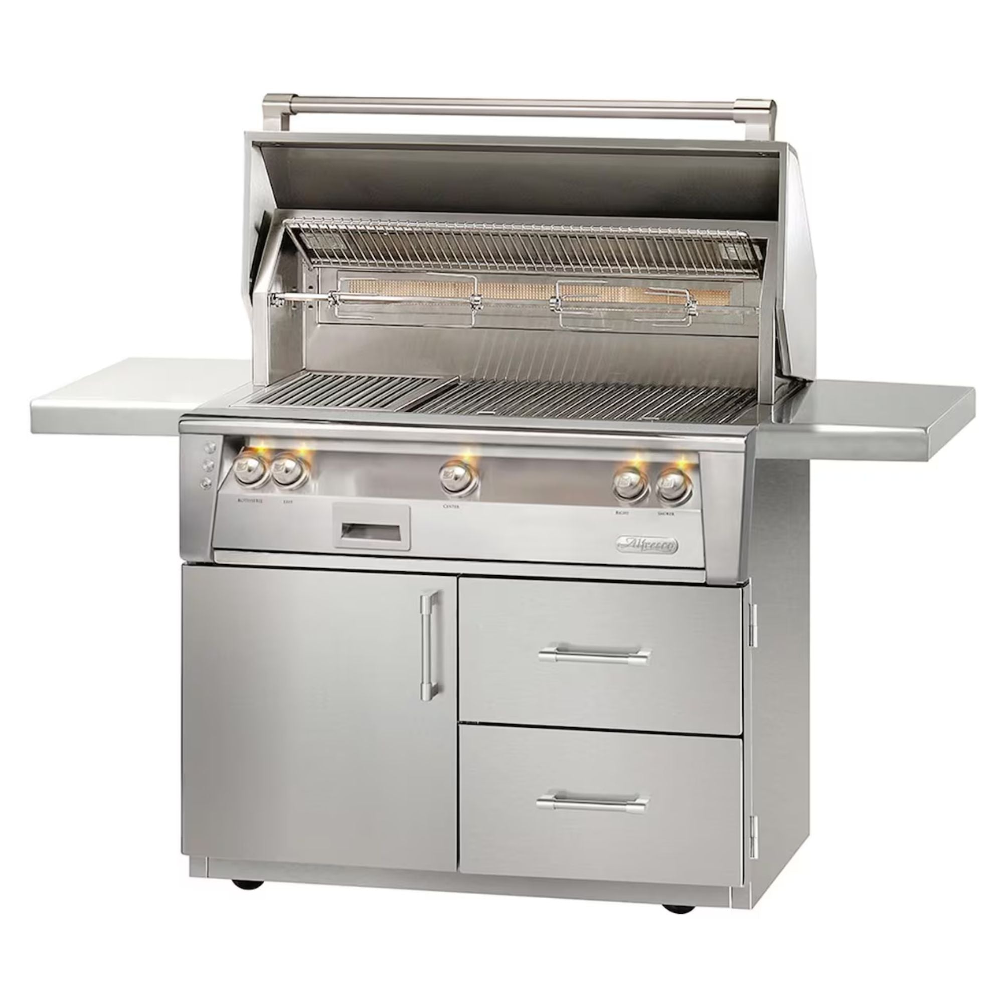 Alfresco Deluxe 42-Inch Stainless Steel Freestanding Gas Grill w/ Rotisserie & Sear Zone | Novaselectes