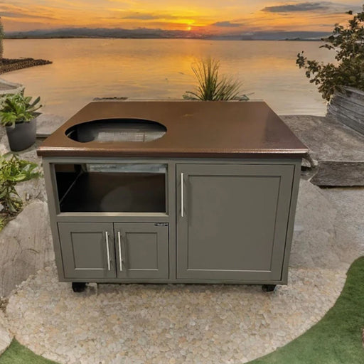 Challenger Designs Torch 48-Inch Cart for Large EGG w/ Copper Vein Countertop & Cappuccino Shaker Cabinet | Novaselectes