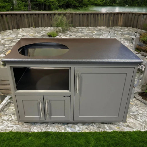 Challenger Designs Torch 54-Inch Cart for XLarge EGG w/ Silver Vein Countetop & Grey Glimmer Shaker Cabinet | Novaselectes