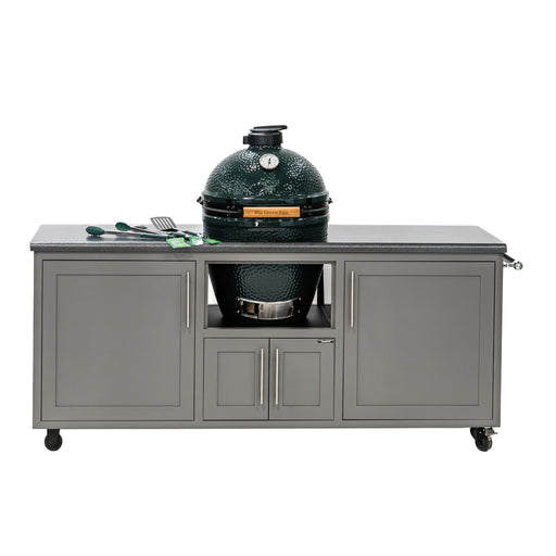 Challenger Designs Torch 76-Inch Cart for XLarge EGG w/ Silver Vein Countertop & Grey Glimmer Cabinet | Novaselectes