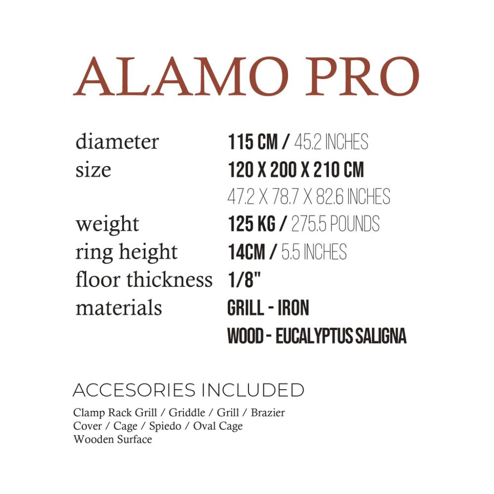 Fogues TX Alamo Pro 120 Open Fire Argentine Wood and Charcoal Grill