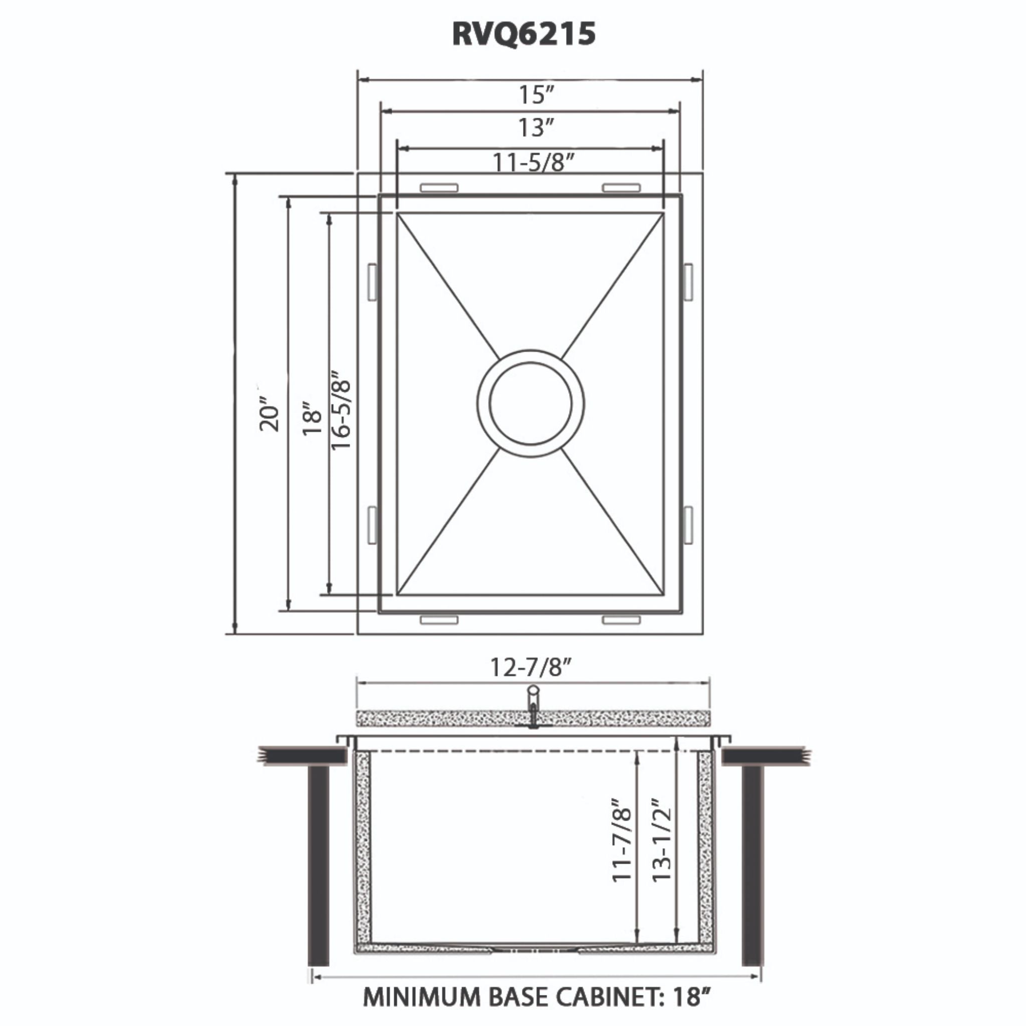 Ruvati Merino RVQ6215 15 x 20 inch Insulated Ice Chest Sink Stainless Steel