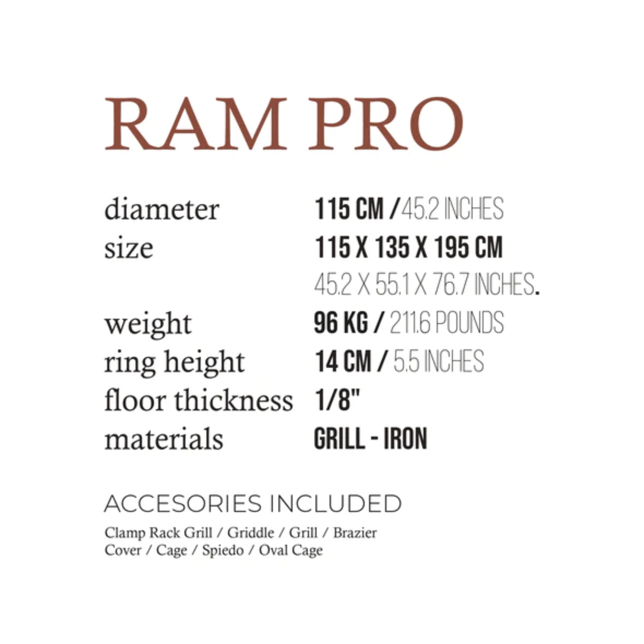 Fogues TX Ram 120 Pro Open Fire Argentine Charcoal Grill