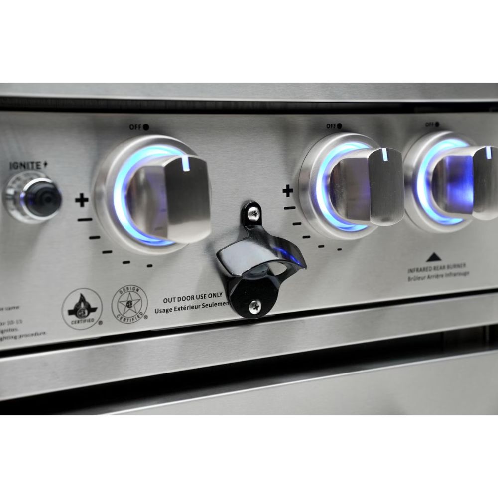 Mont Alpi MAi805-90KEGBEV 6-Burner Island with 90-Degree Corner, Kegerator & Beverage Center