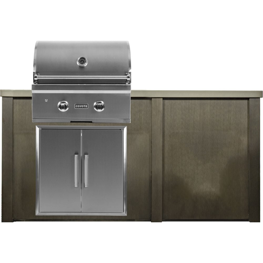 Haven 66-Inch Outdoor Kitchen Island with Plain Panel, Gas Grill & Double Access Door