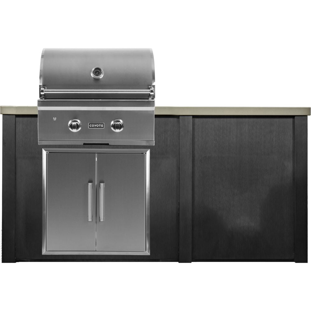 Haven 66-Inch Outdoor Kitchen Island with Plain Panel, Gas Grill & Double Access Door
