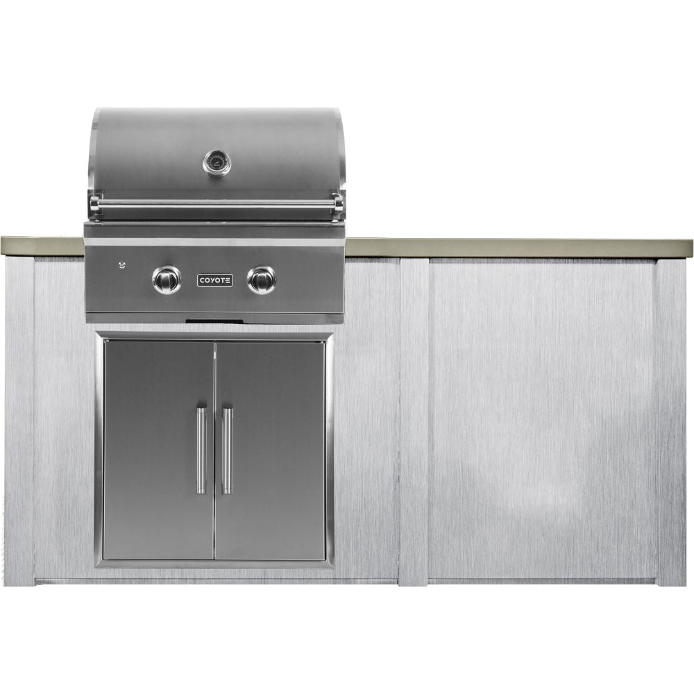Haven 66-Inch Outdoor Kitchen Island with Plain Panel, Gas Grill & Double Access Door