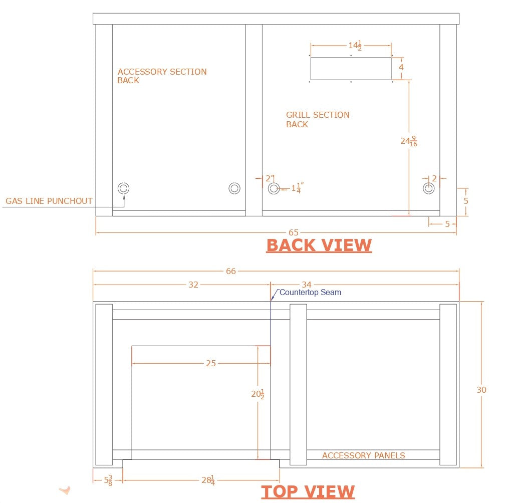 Haven 66-Inch Outdoor Kitchen Island with Plain Panel, Gas Grill & Double Access Door