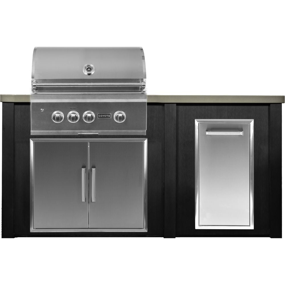 Haven 72-Inch Outdoor Kitchen Island with Trash Center, Gas Grill & Double Access Door