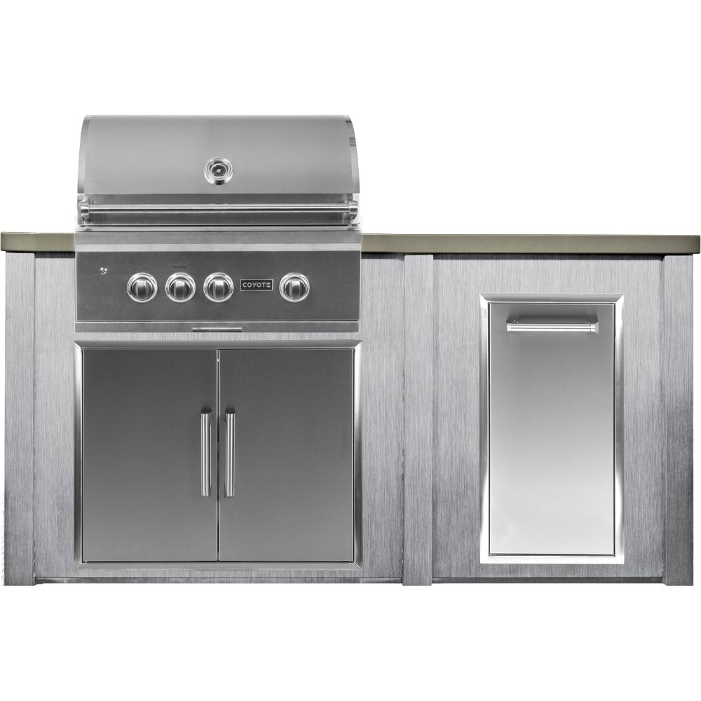 Haven 72-Inch Outdoor Kitchen Island with Trash Center, Gas Grill & Double Access Door