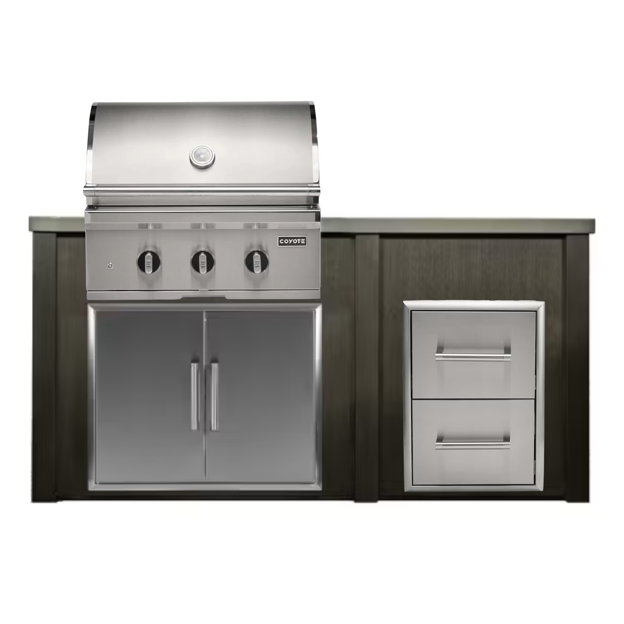 Haven Outdoor 72-Inch Outdoor Kitchen Island w/ Coyote 30-Inch Grill & Double Drawer | Novaselectes