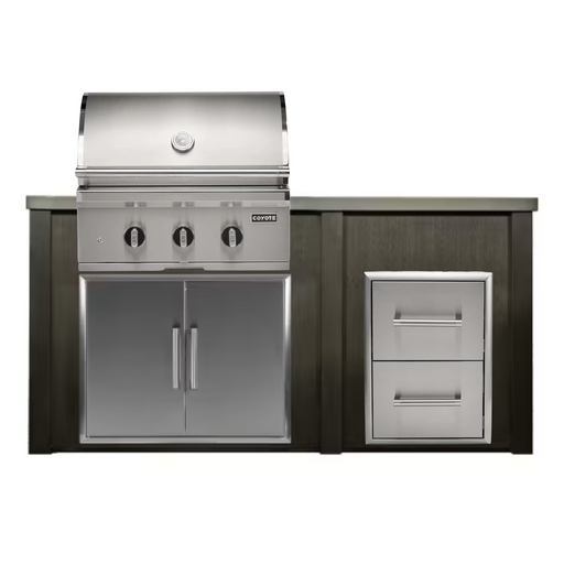 Haven Outdoor 72-Inch Outdoor Kitchen Island w/ Coyote 30-Inch Grill & Double Drawer | Novaselectes