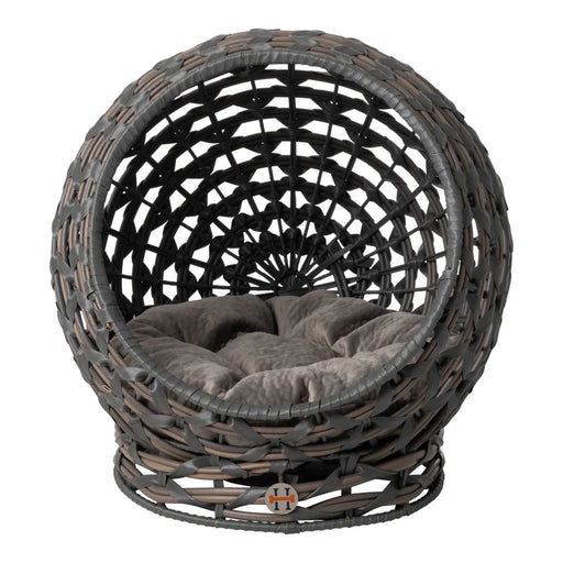 Huntley Pet Hemisphere Rattan Pet Bed, Grey | Novaselectes