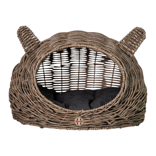 Huntley Pet Wicker Cat Shaped Play House Pet Bed w/ Cushion | Novaselectes
