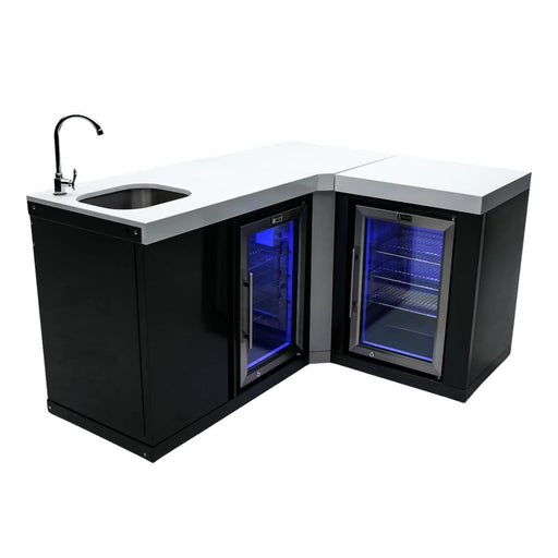 Mont Alpi Black Beverage Center w/ 90 Degree Corner & Fridge Cabinet | Novaselectes