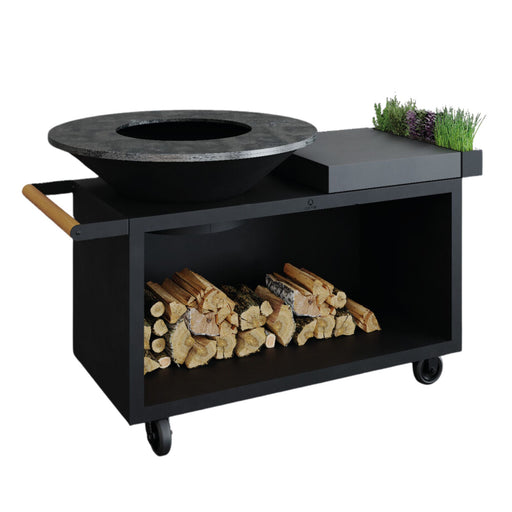 OFYR OIB-100-PRO-CD Black 100 PRO Open Fire Grill Island w/ Ceramic Dark Grey Cutting Board | Buy at Novaselectes
