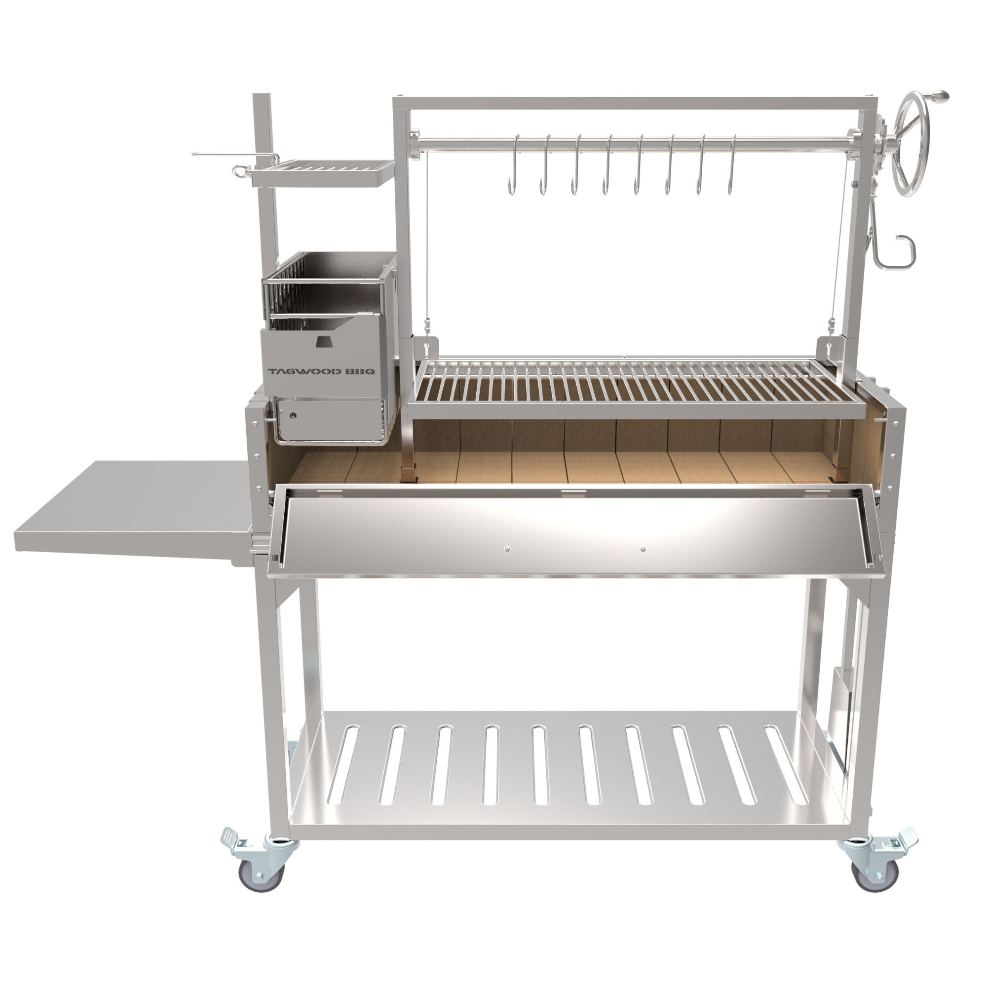Tagwood BBQ03SS Freestanding Santa Maria Argentine Grill With 6" Casters | Novaselectes