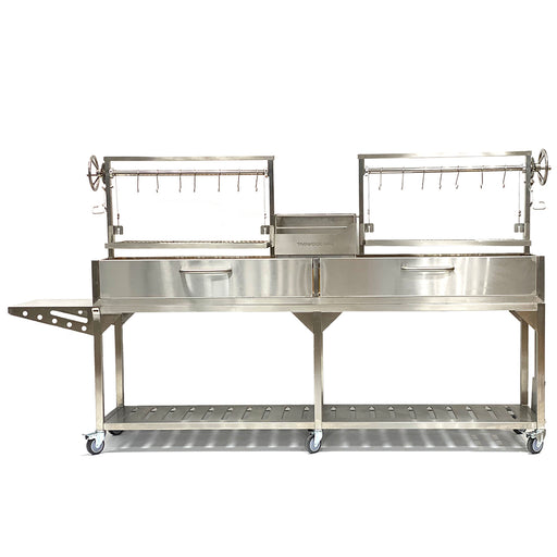 Tagwood BBQ04SS BBQ Double Argentine Santa Maria Freestanding Charcoal Grill | Novaselectes