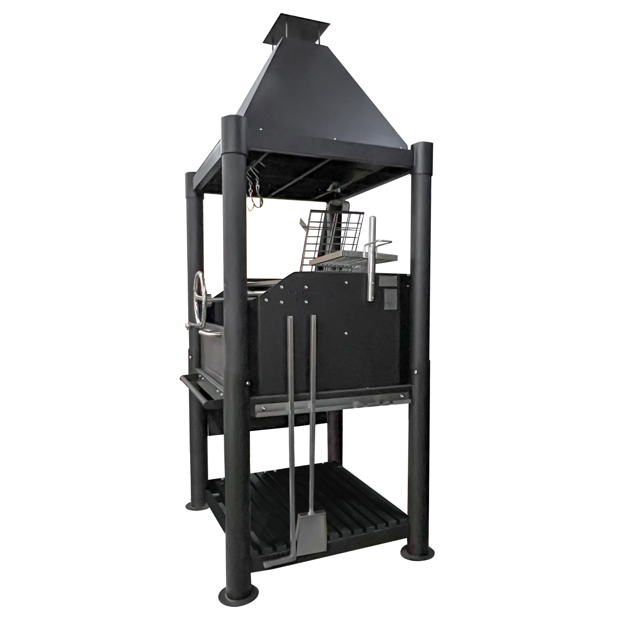 Tagwood BBQ02SIB Premium Freestanding Black Santa Maria Argentine Grill - "The Beast" | Novaselectes