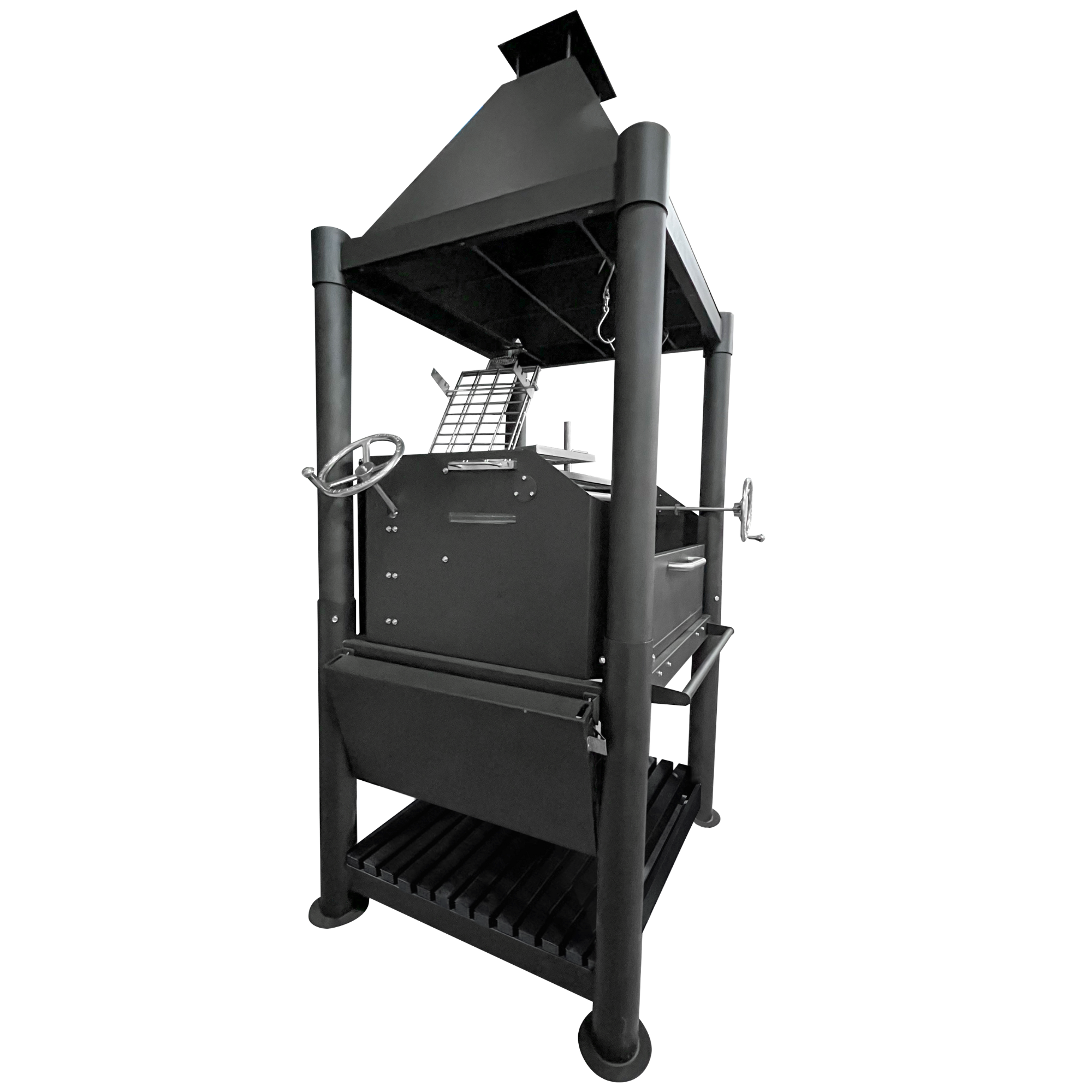 Tagwood BBQ02SIB Premium Freestanding Black Santa Maria Argentine Grill - "The Beast" | Novaselectes