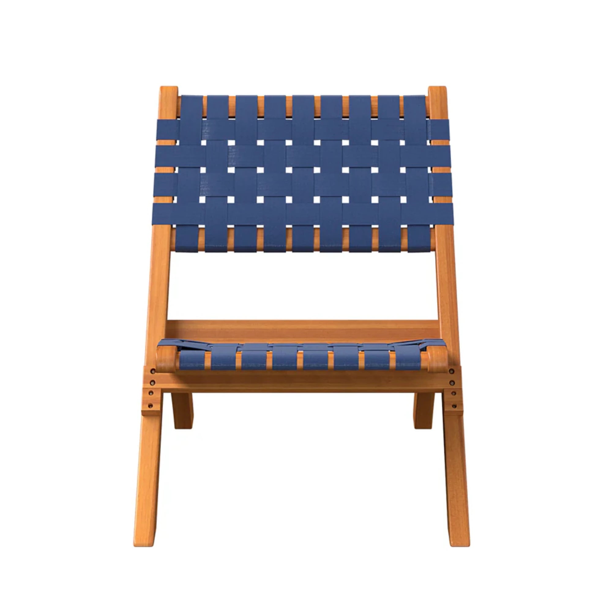 Well Traveled Living Sava Folding Chair in Navy Blue Webbing | Novaselectes