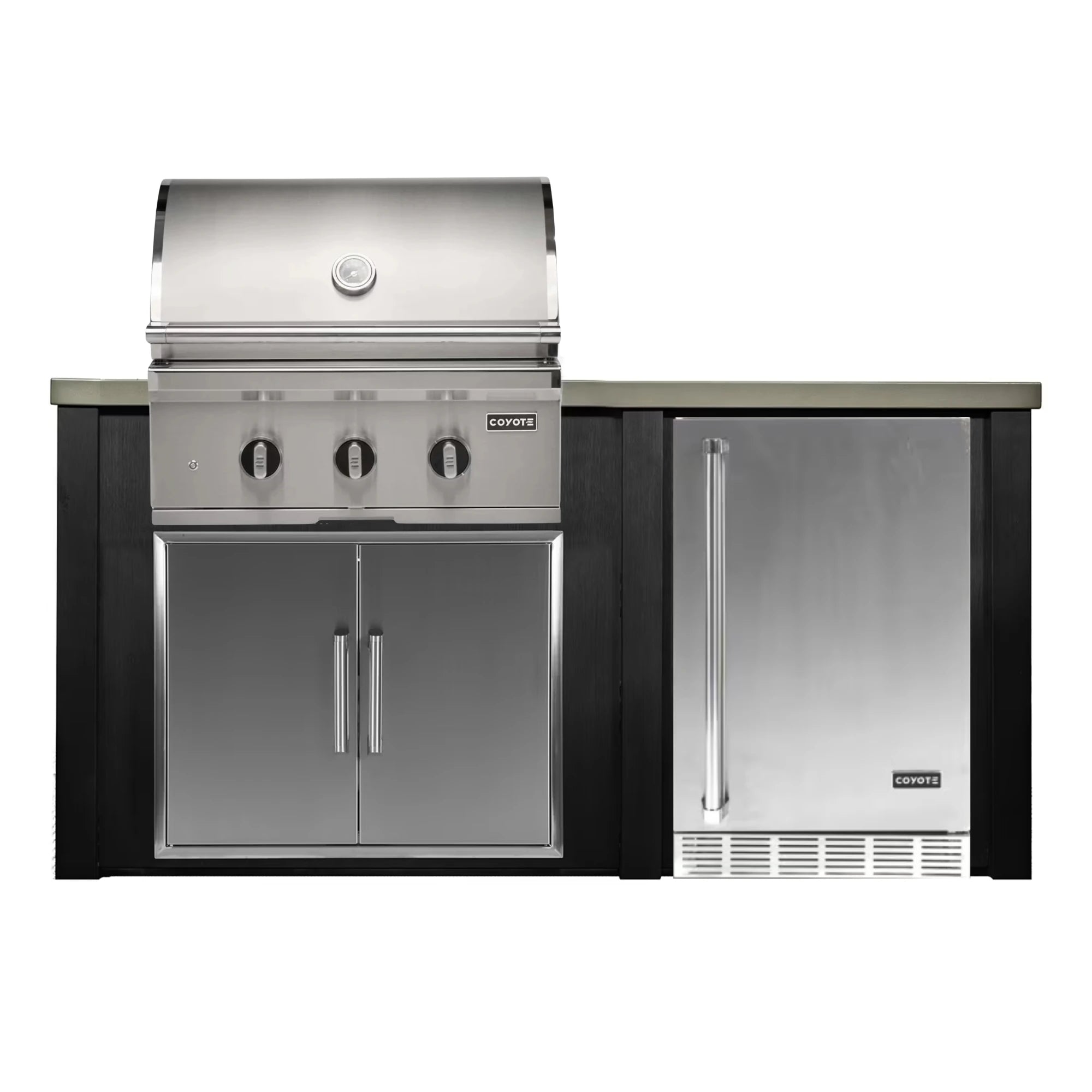 Haven Outdoor 72-Inch Outdoor Kitchen Island w/ Coyote 30-Inch Grill & Refrigerator | Novaselectes