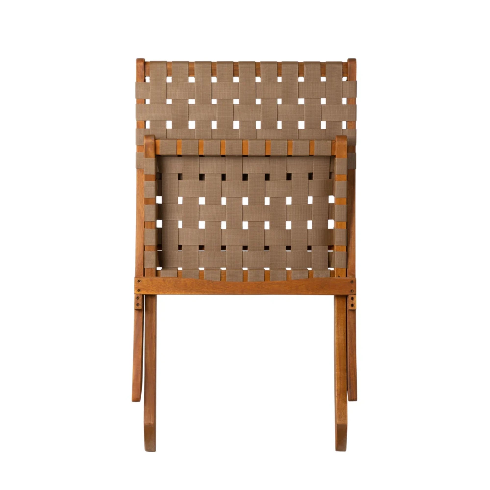 Well Traveled Living Sava Folding Chair in Brown Webbing | Novaselectes