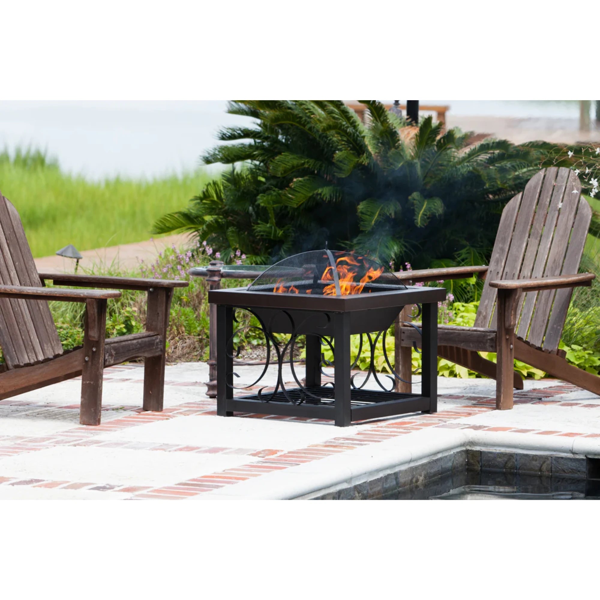 Well Traveled Living Hammer Tone Bronze Finish Cocktail Table Fire Pit | Novaselectes