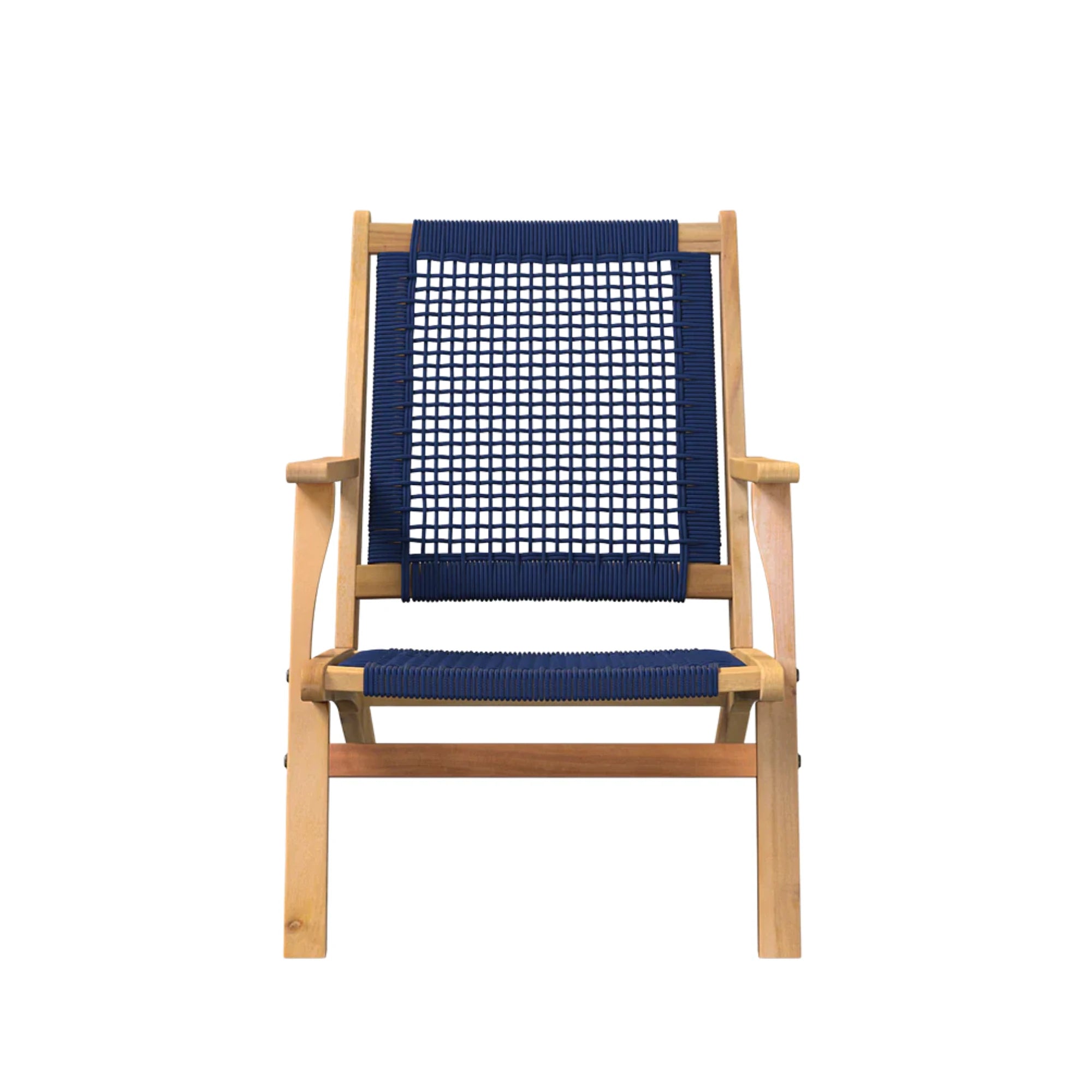 Well Traveled Living Vega Natural Stain Outdoor Chair in Navy Blue Cording | Novaselectes