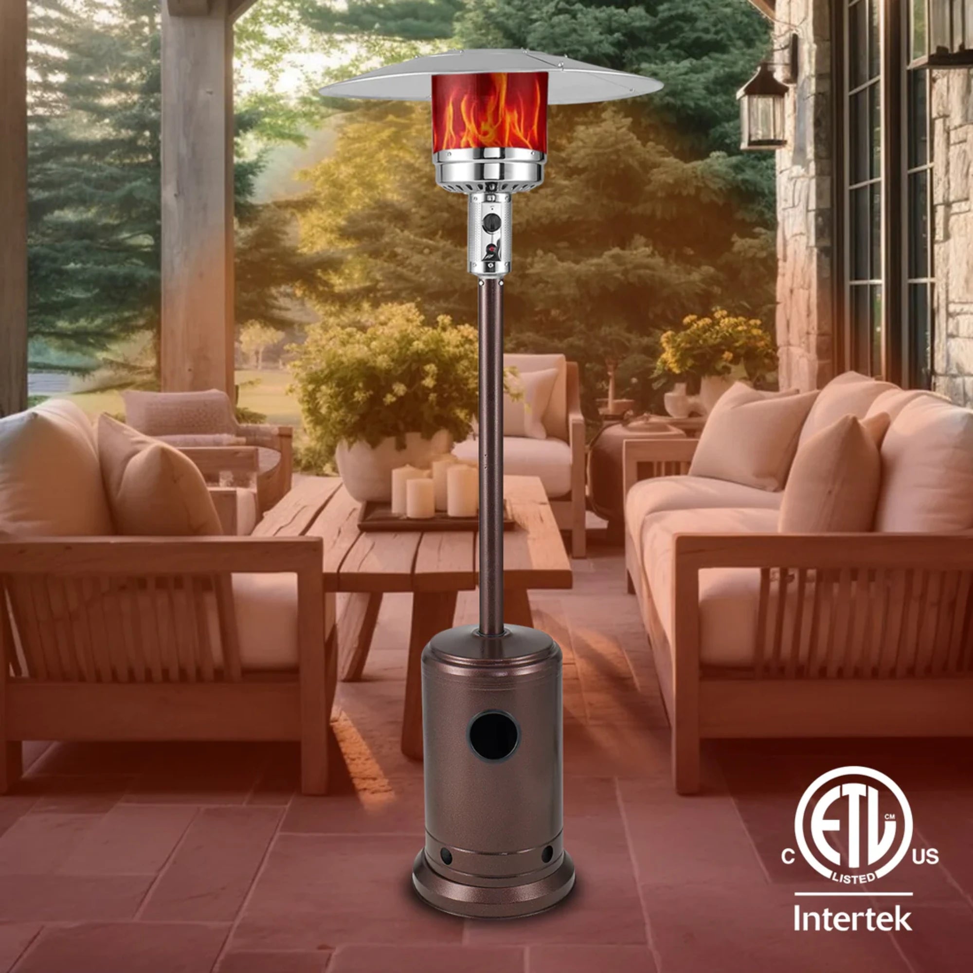 Well Traveled Living Aged Chestnut Finish Propane Gas Patio Heater | Novaselectes