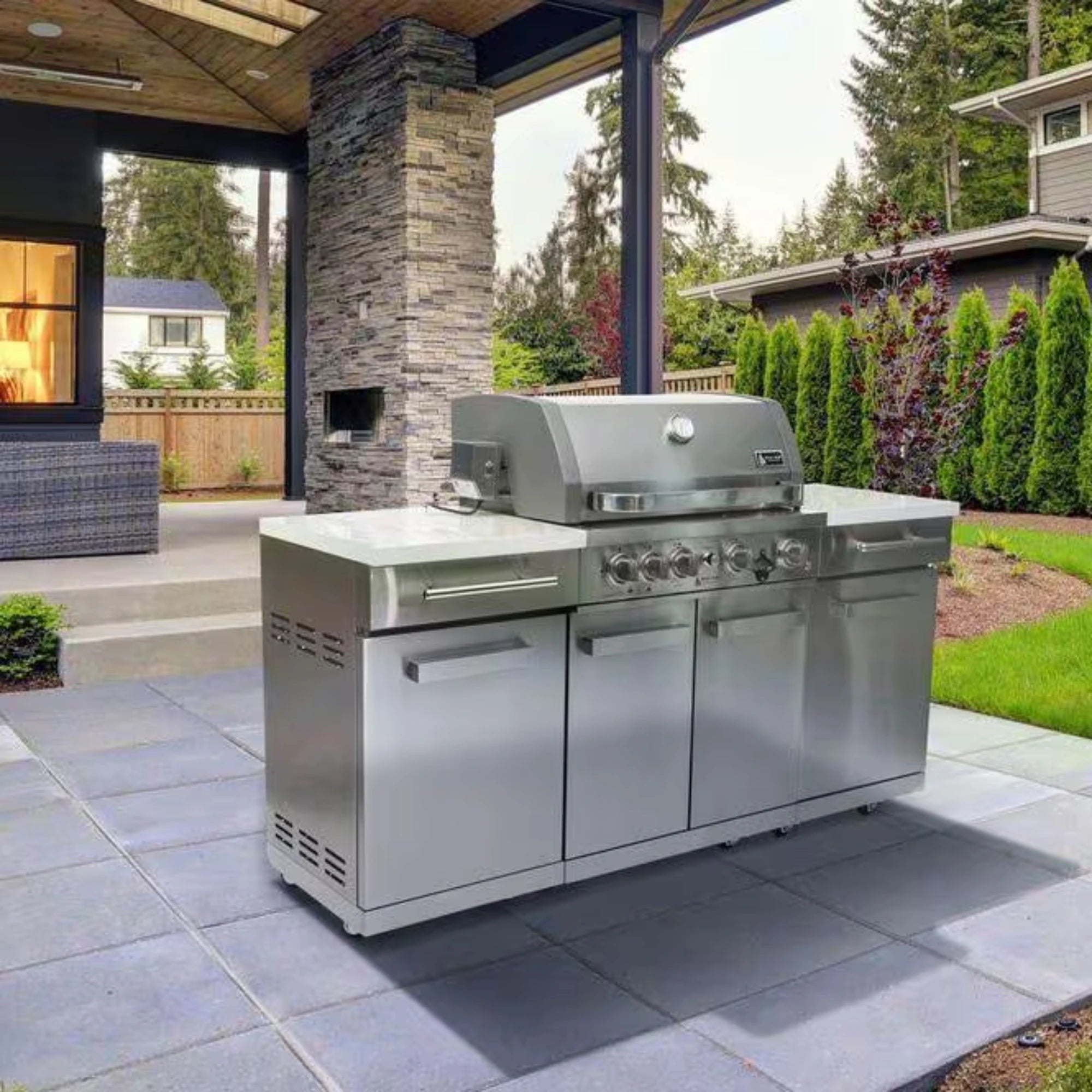 Mont Alpi MA-957RS 6 Ft Propane Outdoor Kitchen Island in Stainless Steel | Novaselectes