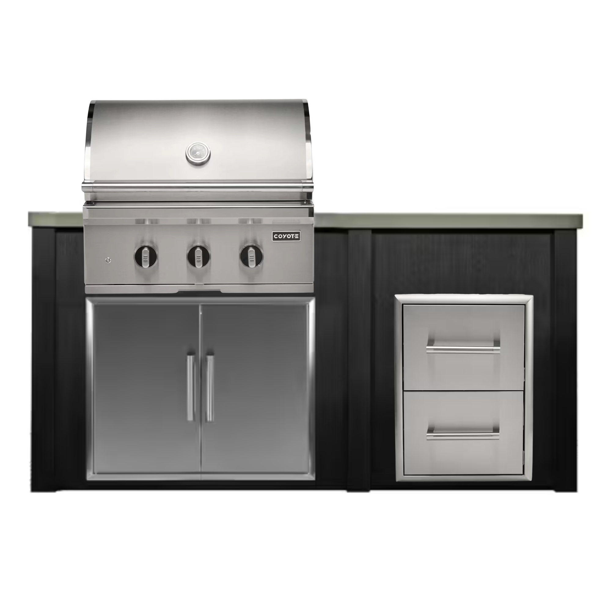Haven Outdoor 72-Inch Outdoor Kitchen Island w/ Coyote 30-Inch Grill & Double Drawer | Novaselectes