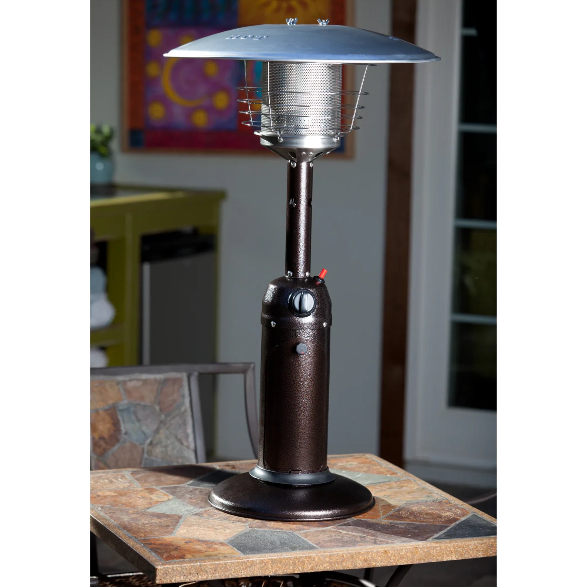 Well Traveled Living Hammered Bronze Finish Table Top Propane Patio Heater | Novaselectes