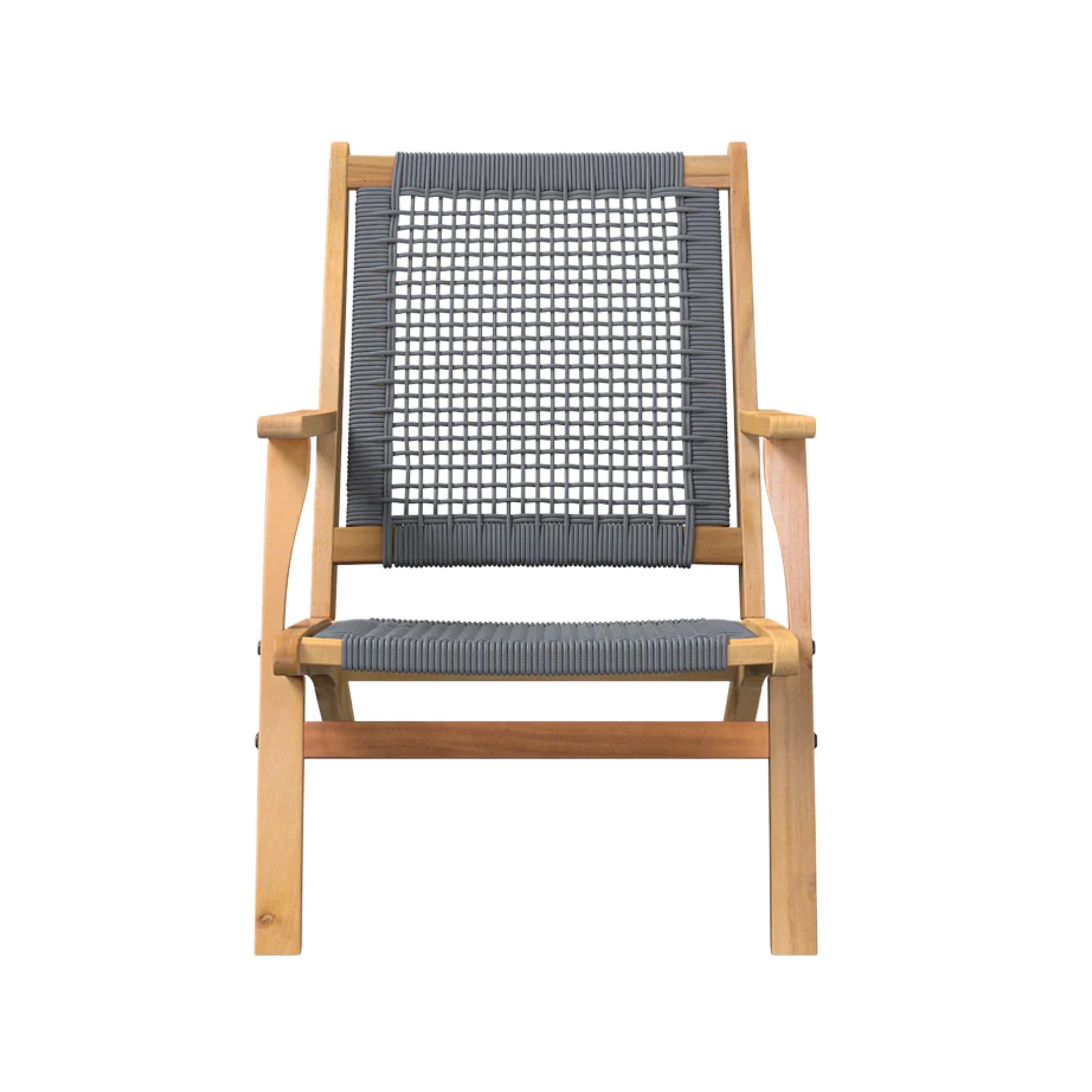 Well Traveled Living Vega Natural Stain Outdoor Chair in Gray Cording | Novaselectes