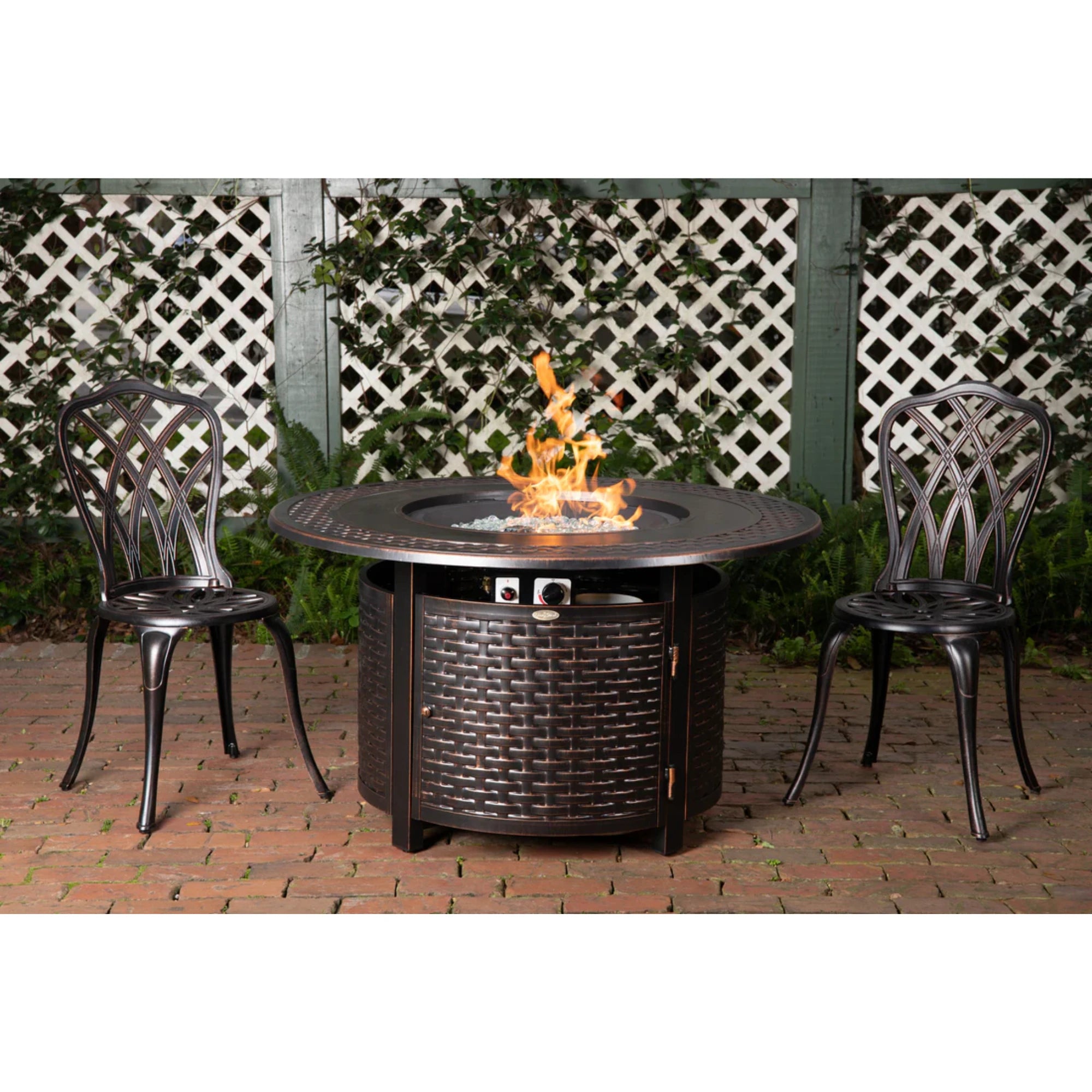 Well Traveled Living Bellante Woven Aluminum Propane Fire Pit | Novaselectes