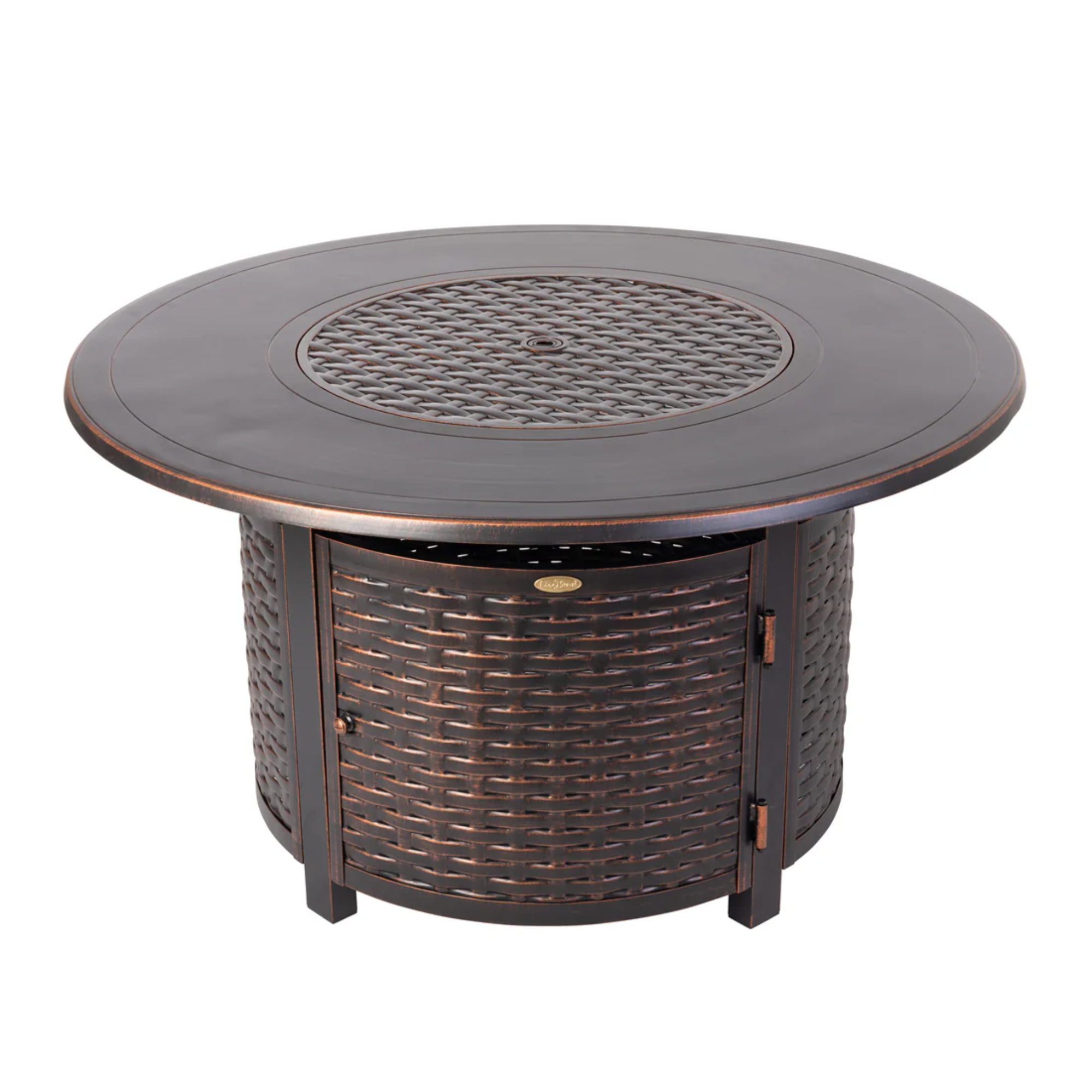 Well Traveled Living Florence Woven Aluminum Propane Fire Pit | Novaselectes