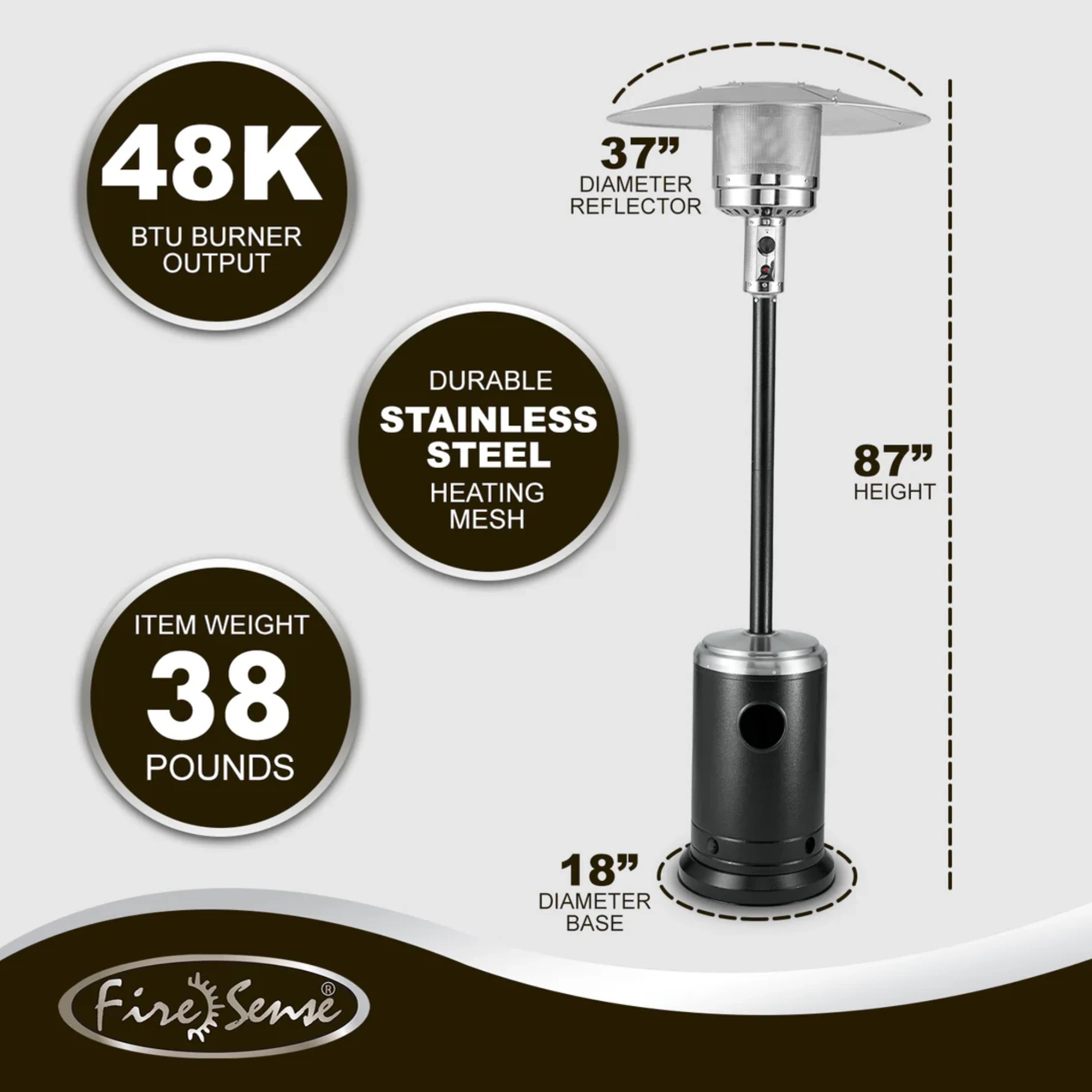 Well Traveled Living Onyx & Stainless Steel Finish Patio Heater | Novaselectes