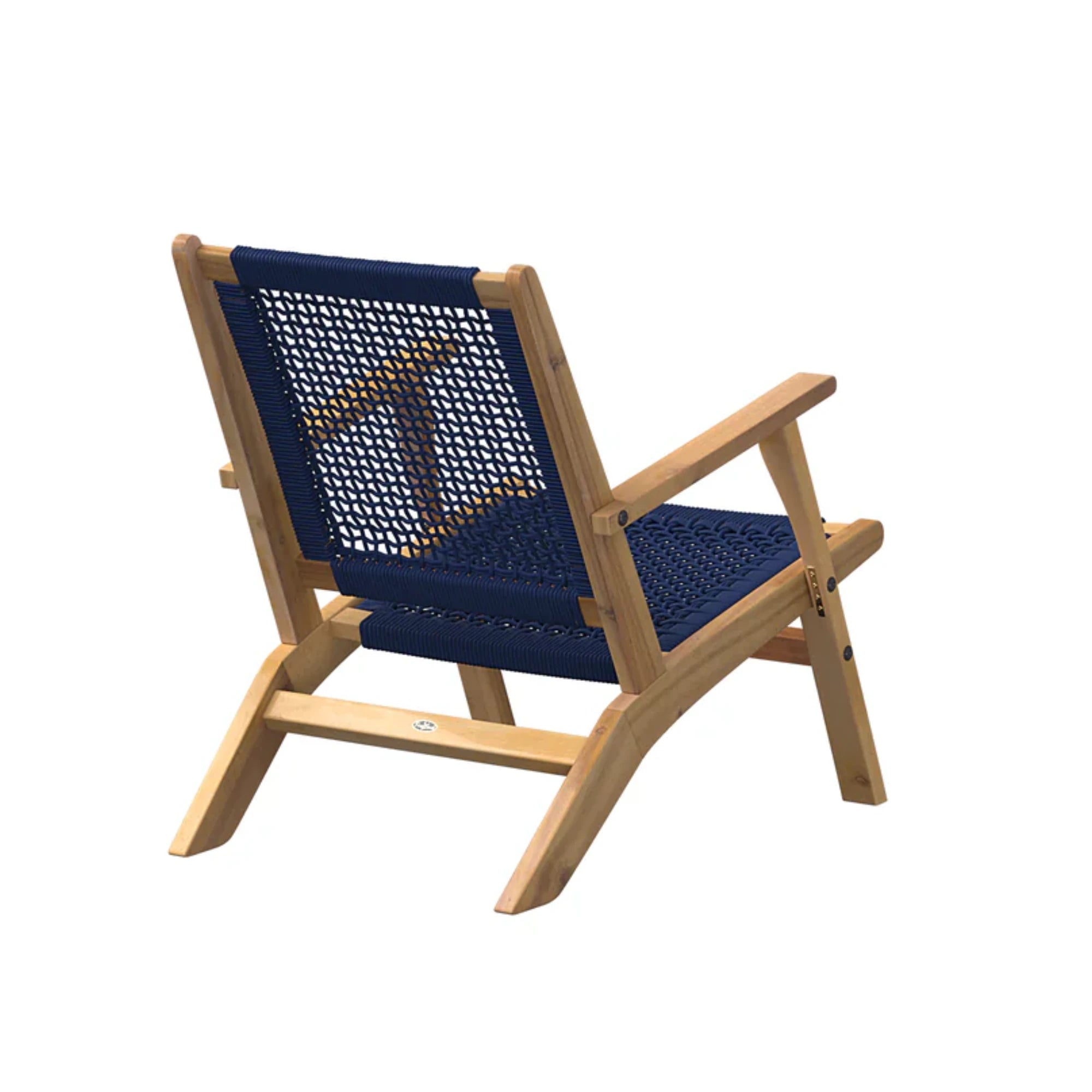 Well Traveled Living Vega Natural Stain Outdoor Chair in Navy Blue Cording | Novaselectes