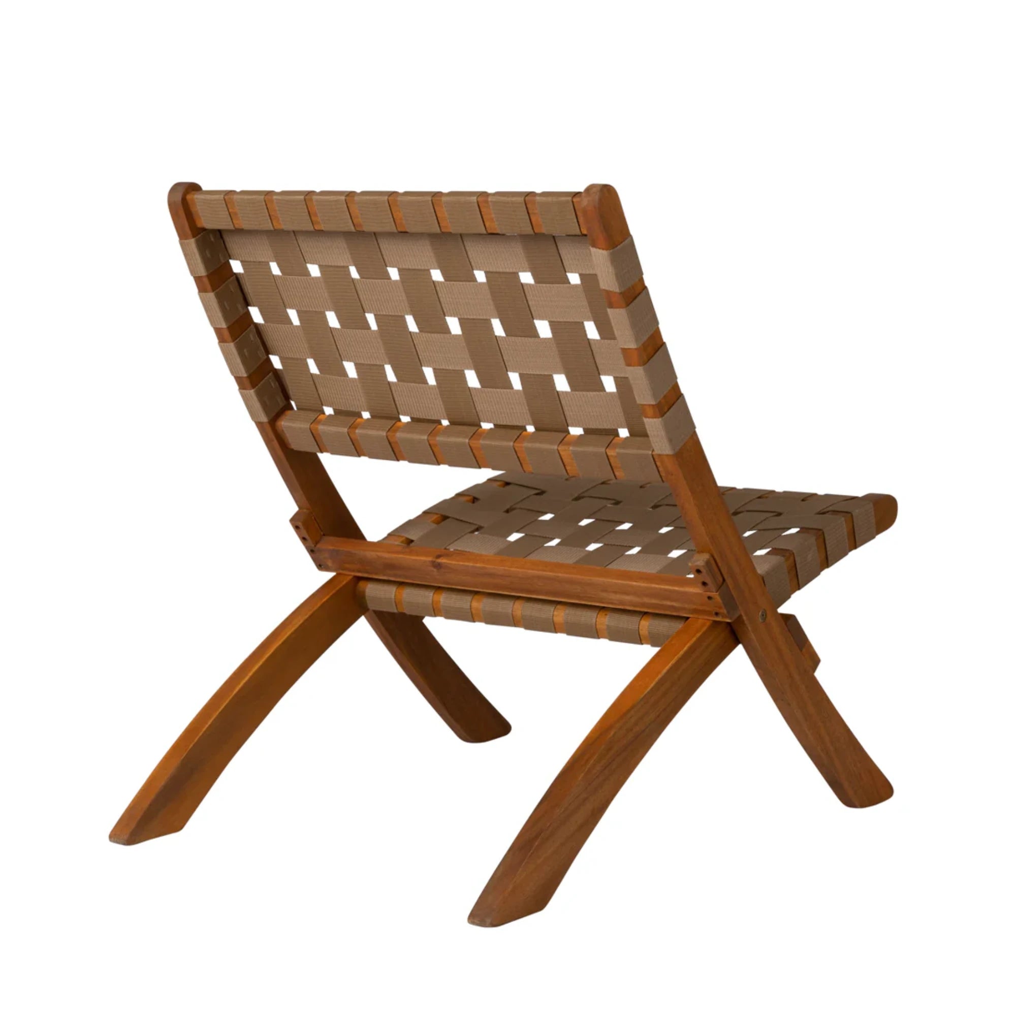 Well Traveled Living Sava Folding Chair in Brown Webbing | Novaselectes
