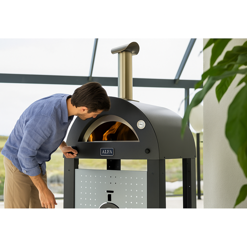 Alfa Moderno Anthracite Grey 2 Pizze Freestanding Gas Oven | Novaselectes