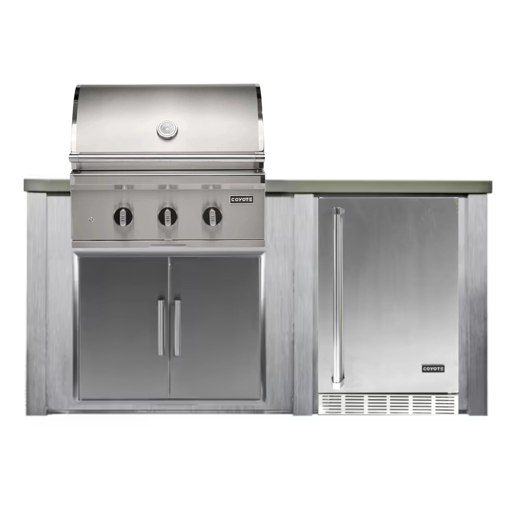 Haven Outdoor 72-Inch Outdoor Kitchen Island w/ Coyote 30-Inch Grill & Refrigerator | Novaselectes