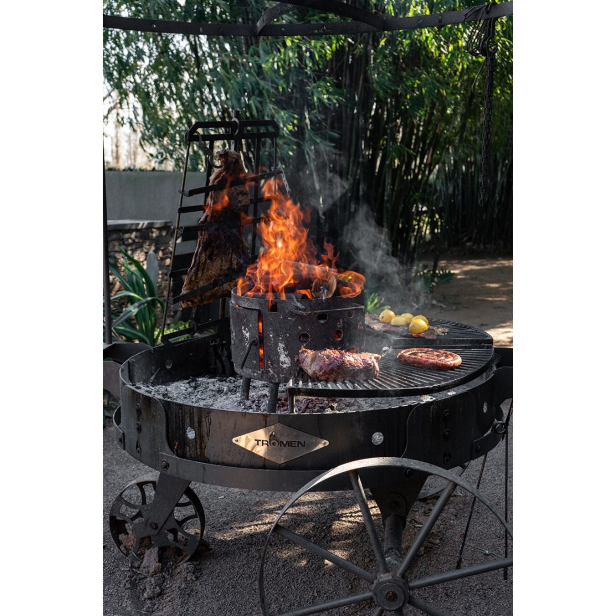 Tromen Duomo Firepit Open Fire Argentine Grill with Trolley