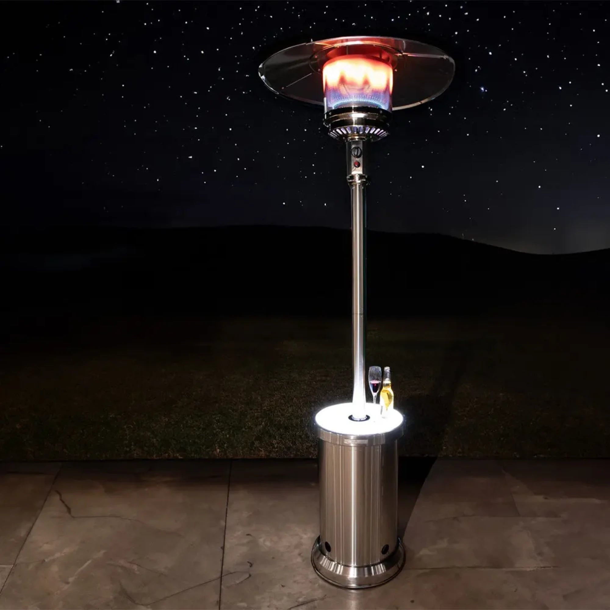 Well Traveled Living Stainless Steel Patio Heater w/ Led Table | Novaselectes