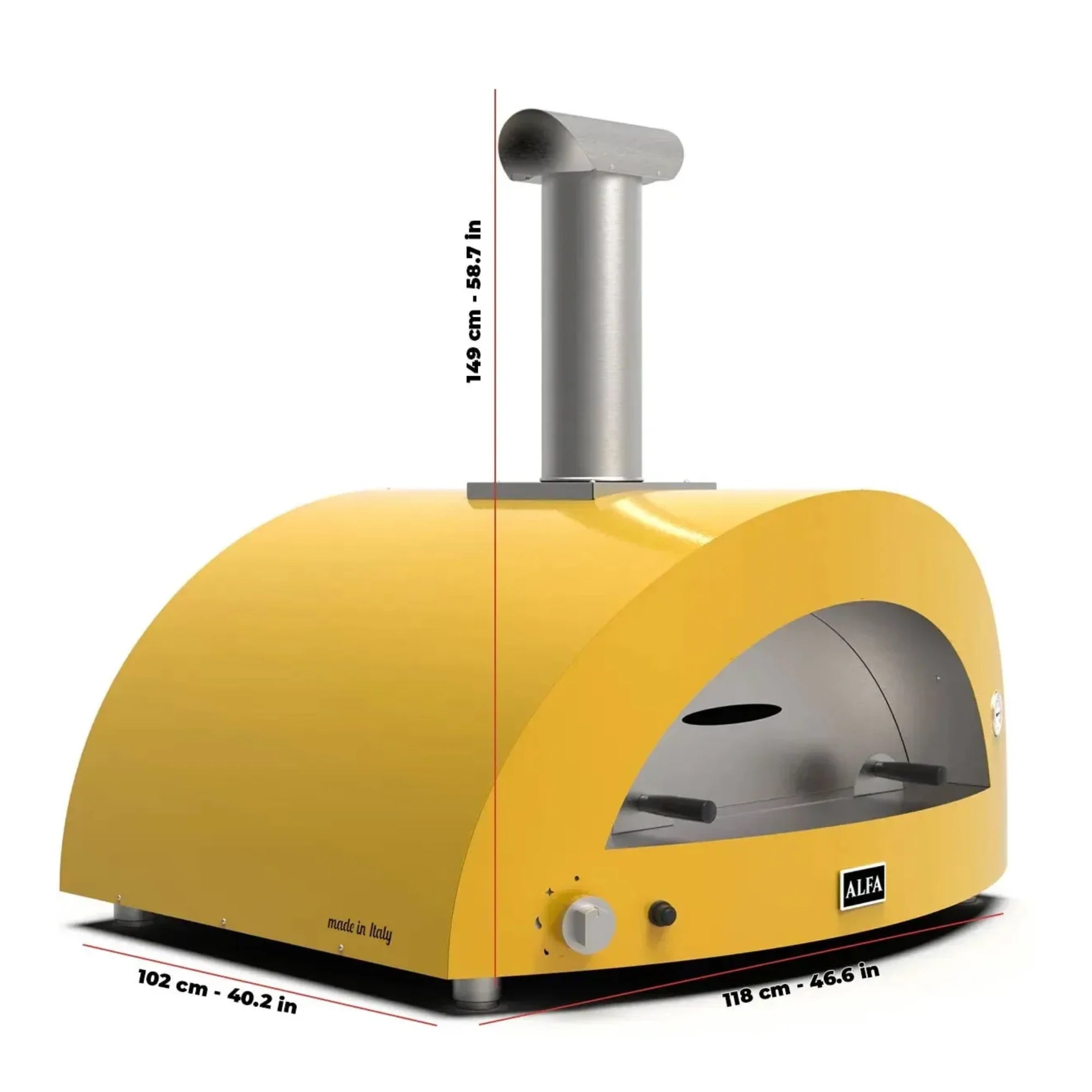 Alfa Moderno Imperial Yellow 5 Pizze Natural Gas Oven | Novaselectes